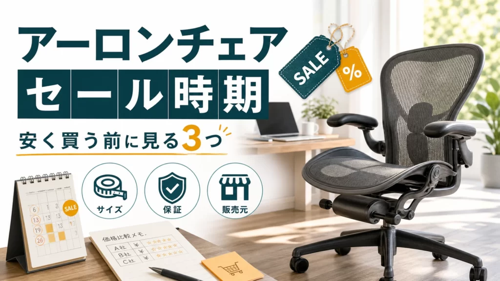 アーロンチェア セール時期と安く買う前の確認点を示す記事アイキャッチ