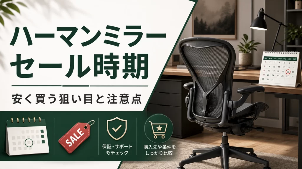 ハーマンミラーのセール時期を解説するチェアコンパスの記事アイキャッチ