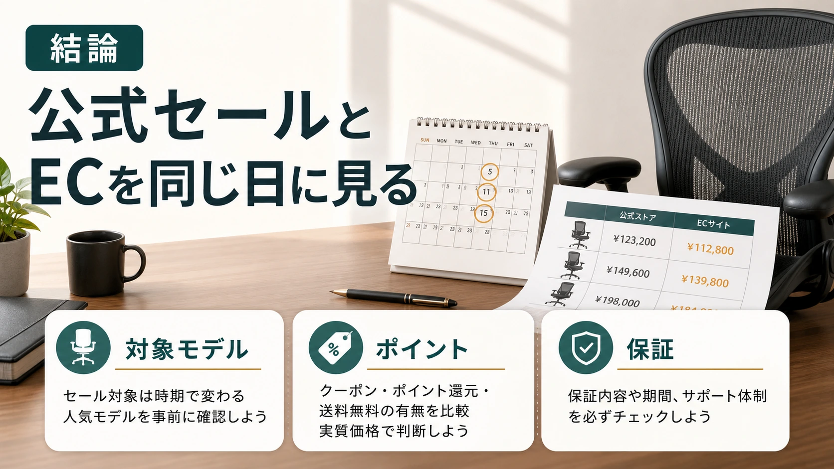 アーロンチェアは公式セールとECイベントを同じ日に見るという結論の図解