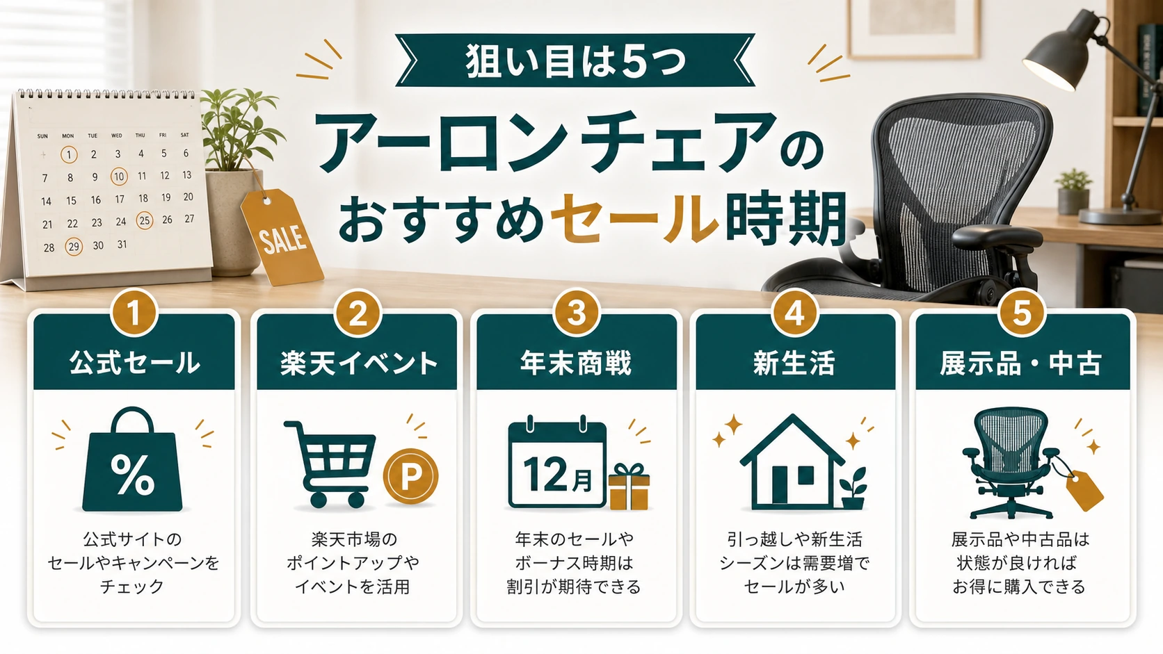 アーロンチェア セール時期の狙い目5つをまとめた図解