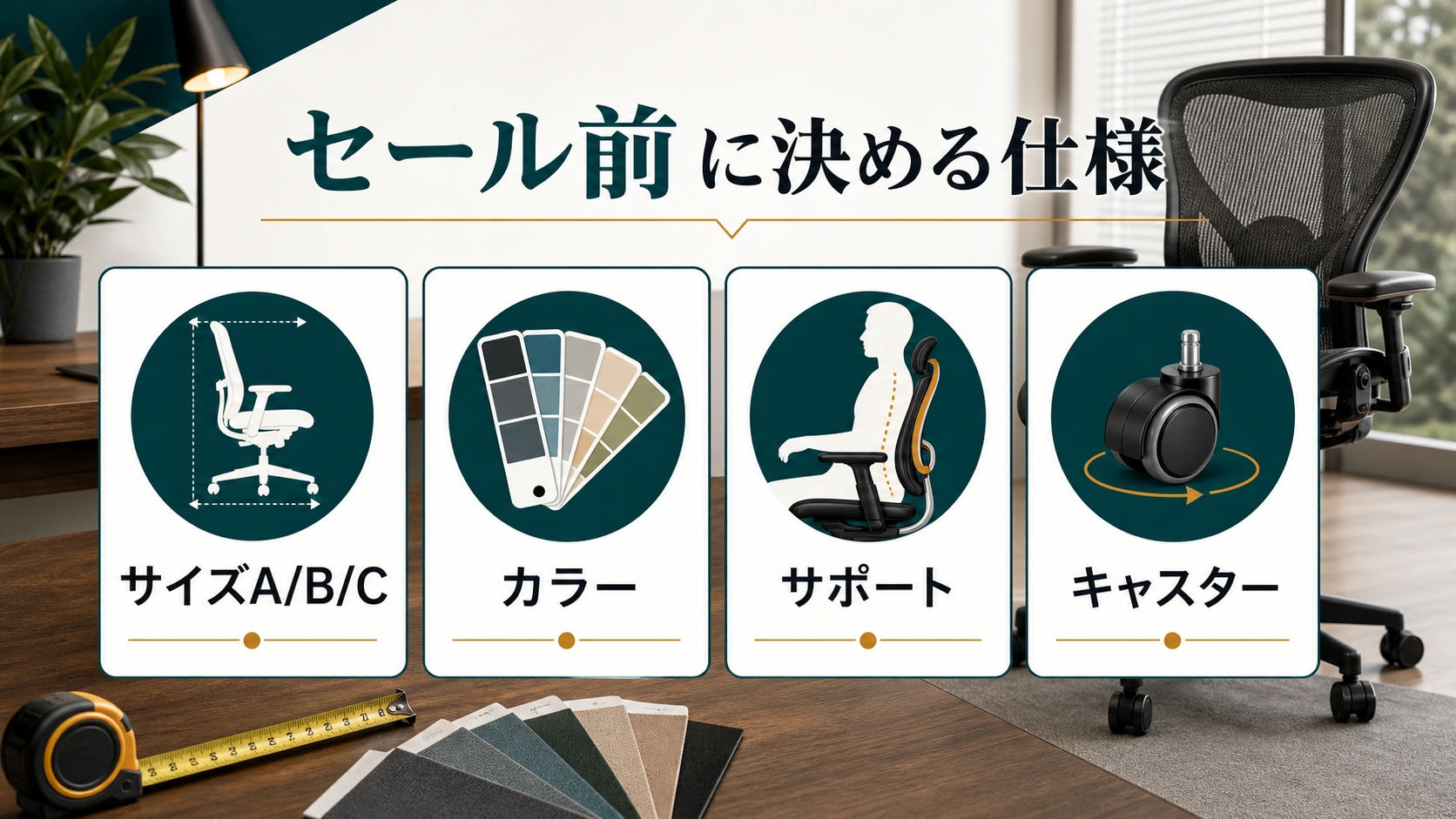 アーロンチェアをセール前に決める仕様の図解