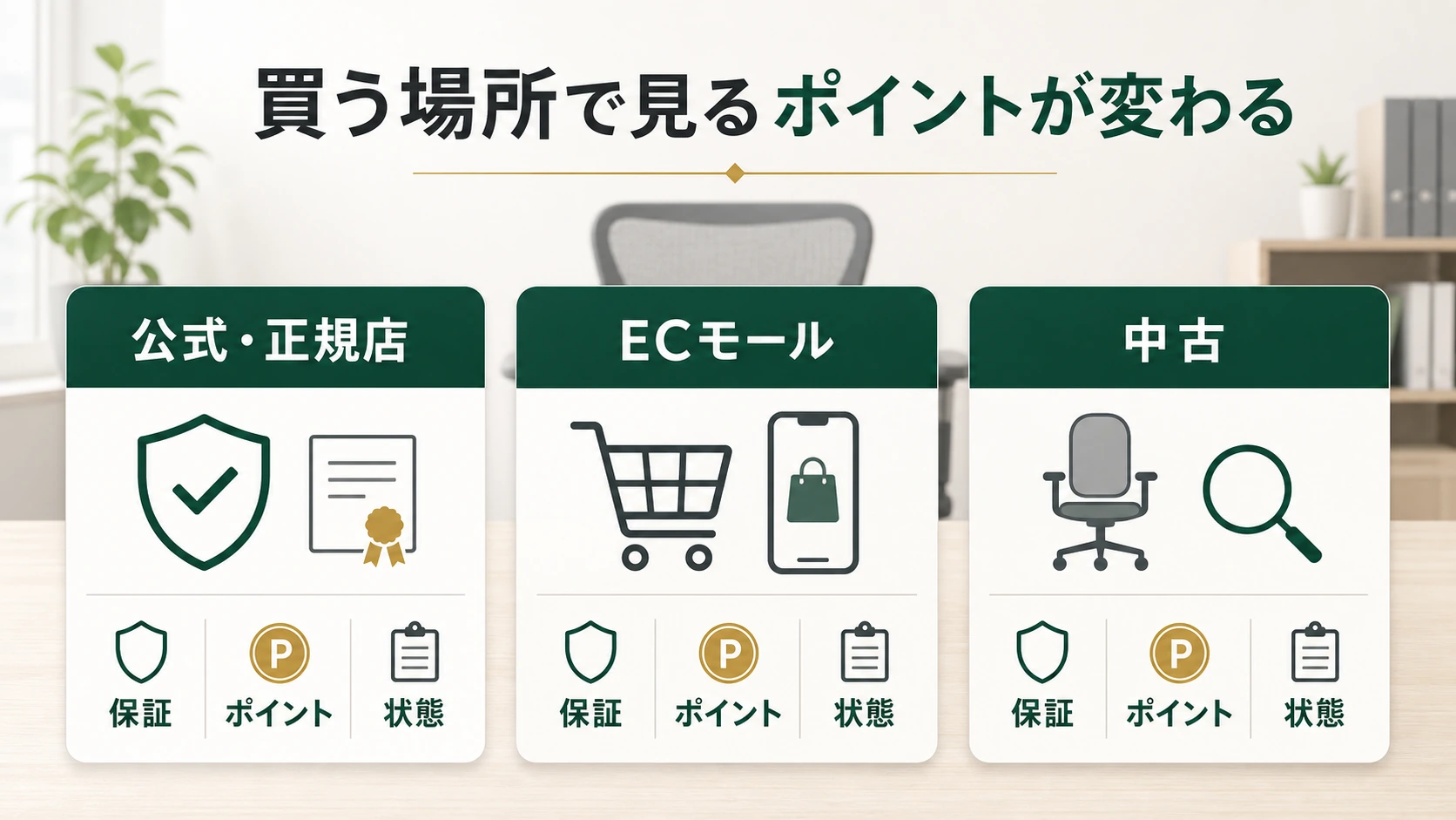 ハーマンミラーを買う場所ごとの確認ポイントをまとめた図解