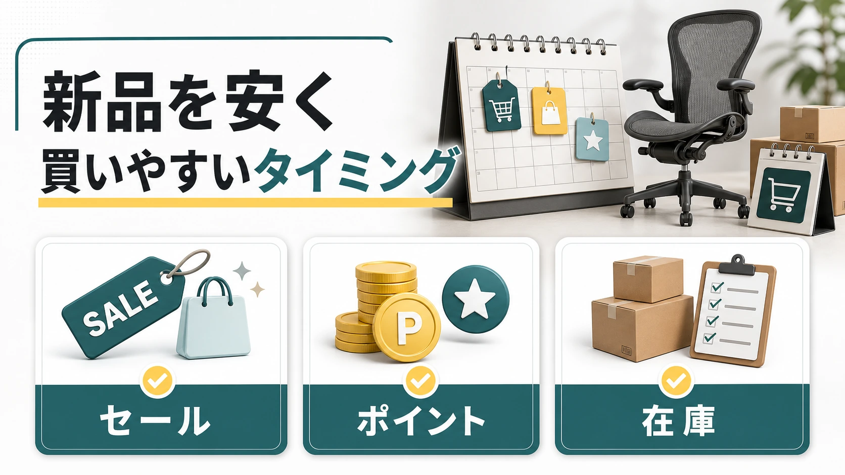 新品のアーロンチェアを安く買いやすいタイミングの図解