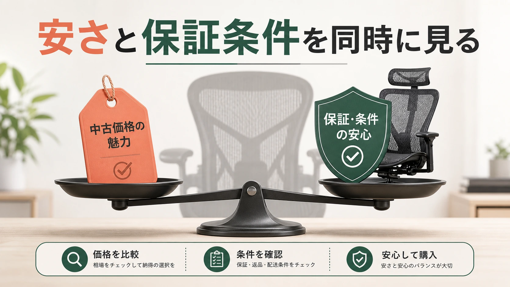 アーロンチェア中古は安さと保証条件を同時に見るまとめ画像