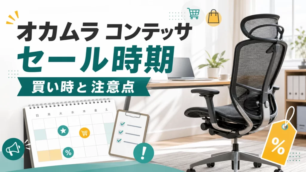 オカムラ コンテッサのセール時期を解説するチェアコンパスの記事アイキャッチ