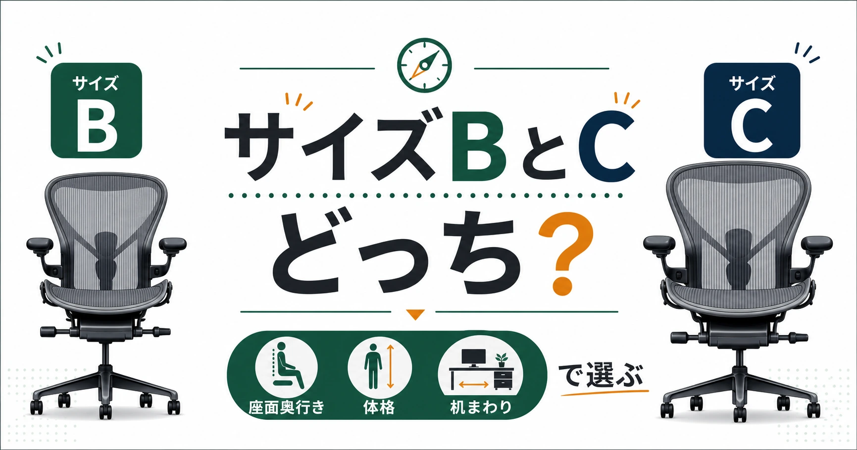 アーロンチェアのサイズBとCはどっちかを比較する記事アイキャッチ