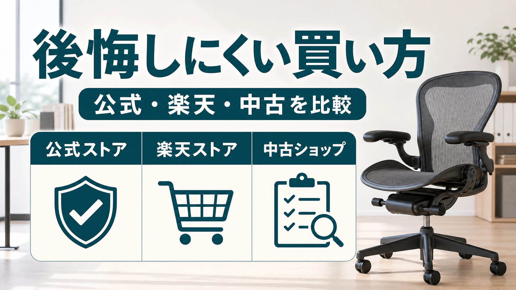 アーロンチェアの購入先別に後悔しにくい買い方を比較した図解