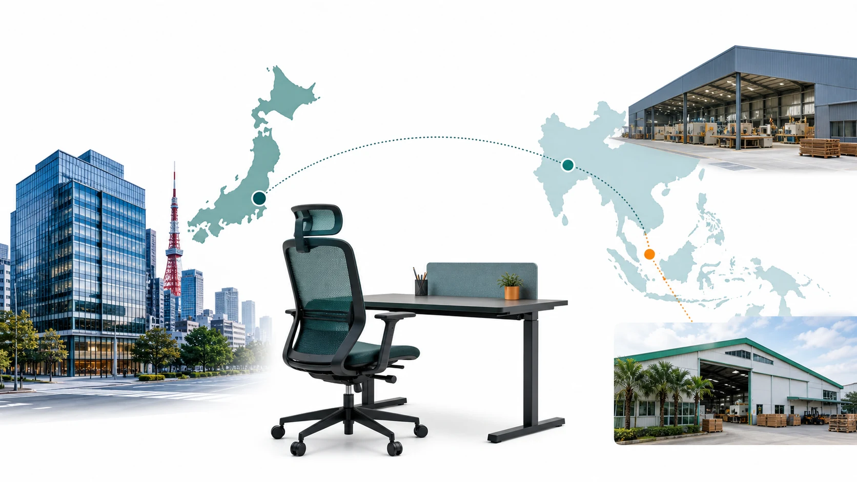 CAGUUUの運営会社は日本で家具は中国と東南アジアで生産されることを整理する画像