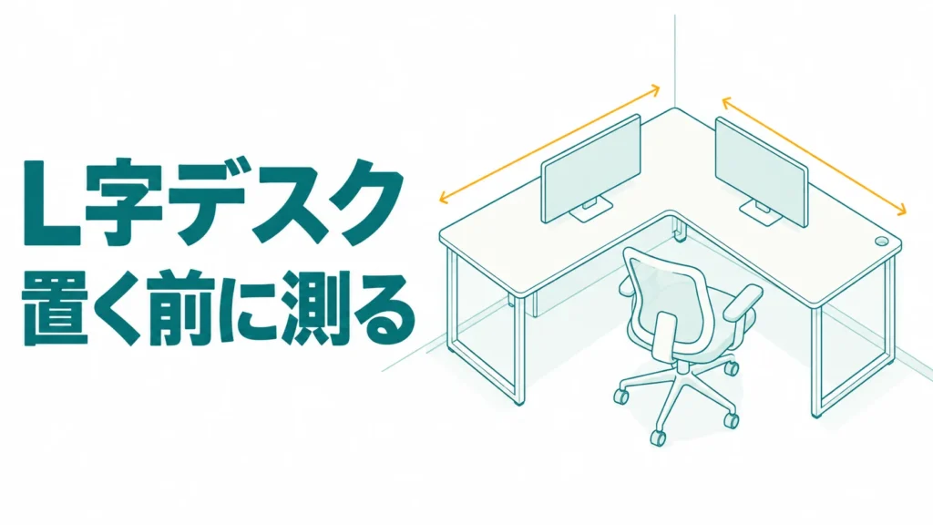 L字デスクのやめとけは畳の数で考えるな！壁2辺と椅子の90cmで測る